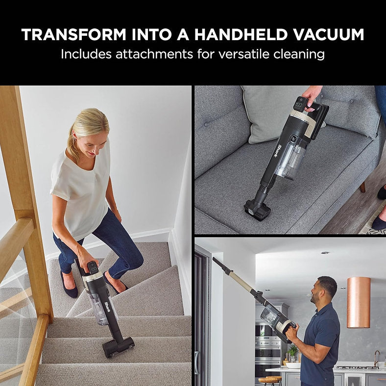 Shark Duo Clean Anti Hair Wrap Plus Cordless Stick Vacuum Cleaner Clean Sense IQ Hoover IZ400 Charcoal/Bras Gold Refurbished