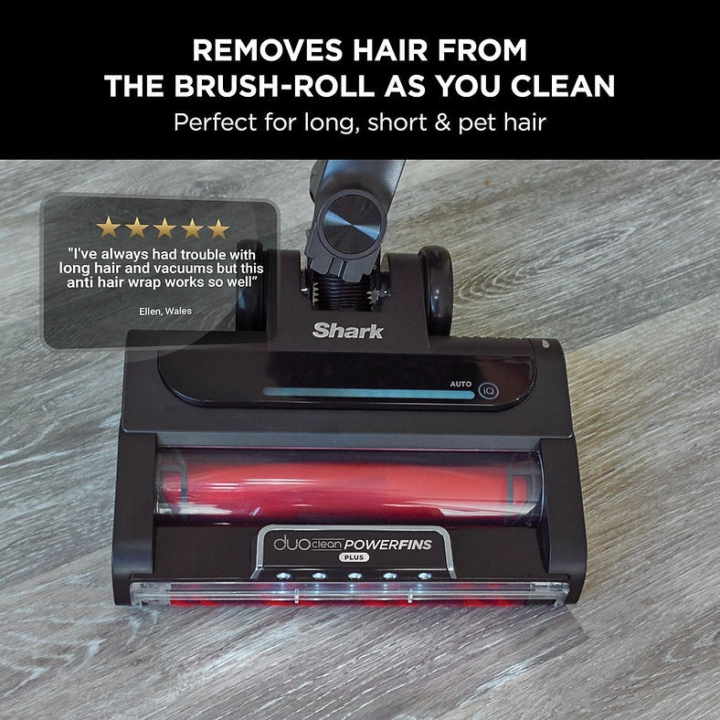 Shark Duo Clean Anti Hair Wrap Plus Cordless Stick Vacuum Cleaner Clean Sense IQ Hoover IZ400 Charcoal/Bras Gold Refurbished